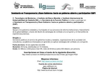 Seminario en Transparencia y Buen Gobierno: hacia un gobierno abierto y participativo (GAP)