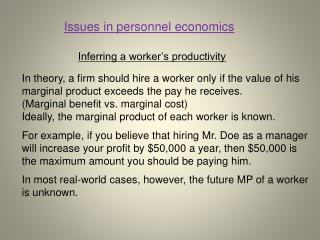 Inferring a worker’s productivity