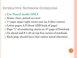 Interactive Notebook Guidelines