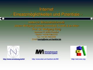 Internet - Einsatzmöglichkeiten und Potentiale -