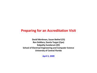 Preparing for an Accreditation Visit