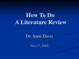 How To Do A Literature Review