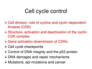 Cell cycle control