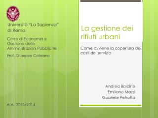La gestione dei rifiuti urbani
