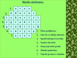Riješite ukrštenicu: