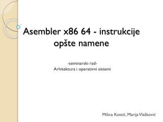 Asembler x86 64 - instrukcije op š te namene