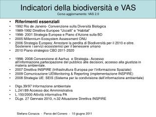 Indicatori della biodiversità e VAS Corso aggiornamento: VAS 2.0
