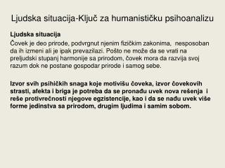 Ljudska situacija - Ključ za humanističku psihoanalizu