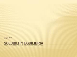 Solubility equilibria