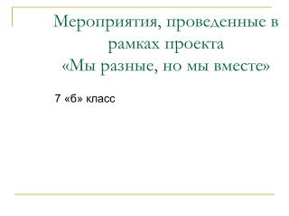 Мероприятия, проведенные в рамках проекта «Мы разные, но мы вместе»