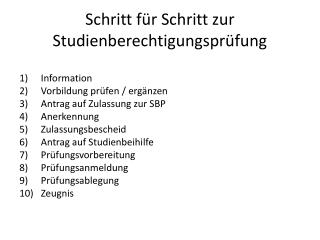 Schritt für Schritt zur Studienberechtigungsprüfung