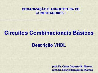 Circuitos Combinacionais Básicos Descrição VHDL