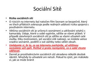 Sociální Sítě