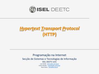 H yper t ext T ransport P rotocol (HTTP)