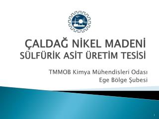 ÇALDAĞ NİKEL MADENİ SÜLFÜRİK ASİT ÜRETİM TESİSİ