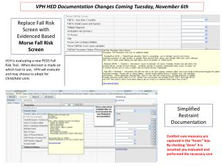 VPH HED Documentation Changes Coming Tuesday, November 6th