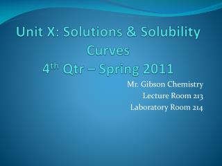 Unit X: Solutions &amp; Solubility Curves 4 th Qtr – Spring 2011