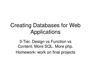 Creating Databases for Web Applications