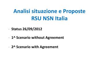 Analisi situazione e Proposte RSU NSN Italia