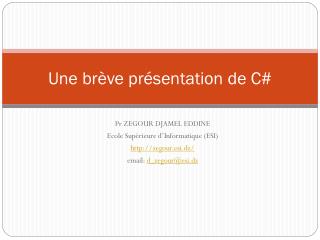 Une brève présentation de C#