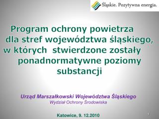 Program ochrony powietrza dla stref województwa śląskiego,