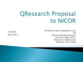 QResearch Proposal to NICOR