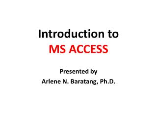 Introduction to MS ACCESS