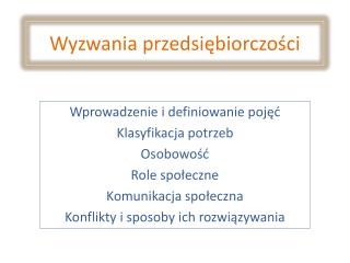 Wyzwania przedsiębiorczości