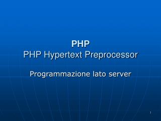 PHP PHP Hypertext Preprocessor