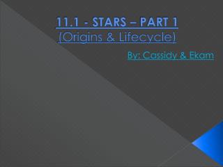 11.1 - STARS – PART 1 (Origins &amp; Lifecycle)
