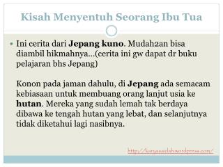 Kisah Menyentuh Seorang Ibu Tua
