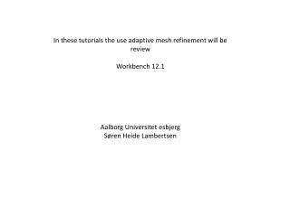 In these tutorials the use a daptive mesh refinement will be review Workbench 12.1