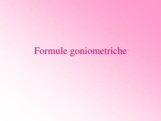 Formule goniometriche