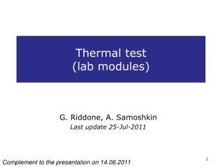 Thermal test (lab modules)