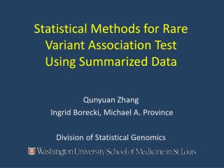 Statistical Methods for Rare Variant Association Test Using Summarized Data