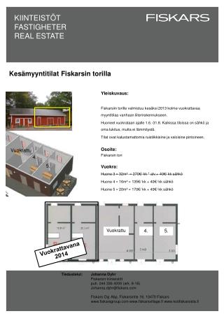 Kesämyyntitilat Fiskarsin torilla