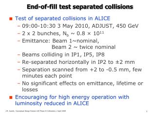 End-of-fill test separated collisions