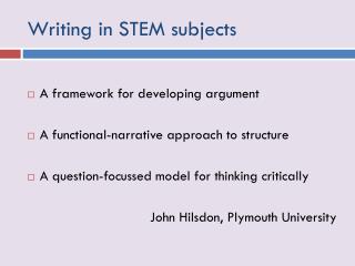 Writing in STEM subjects
