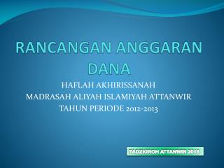RANCANGAN ANGGARAN DANA