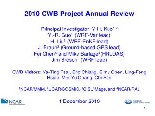 Task 1.1: Support for the WRFVar component of the CWB operational system