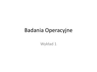 Badania Operacyjne