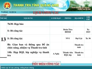 LỊCH CÔNG TÁC