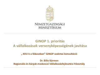 GINOP 1. prioritás A vállalkozások versenyképességének javítása