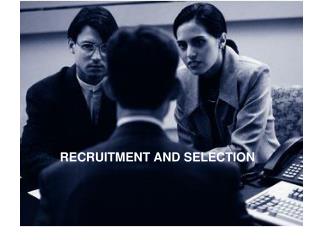 RECRUITMENT AND SELECTION