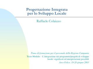 Progettazione Integrata per lo Sviluppo Locale