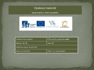 Výukový materiál zpracovaný v rámci projektu