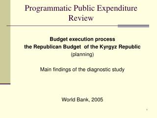 Programmatic Public Expenditure Review