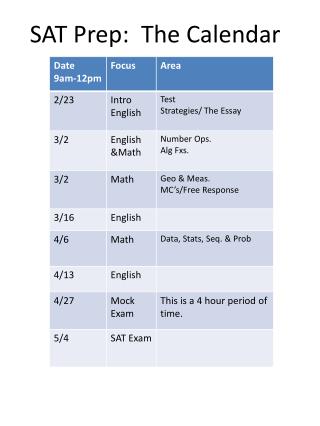 SAT Prep: The Calendar