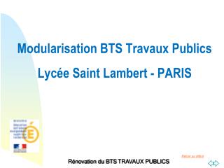 Modularisation BTS Travaux Publics Lycée Saint Lambert - PARIS