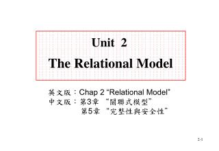 Unit 2 The Relational Model